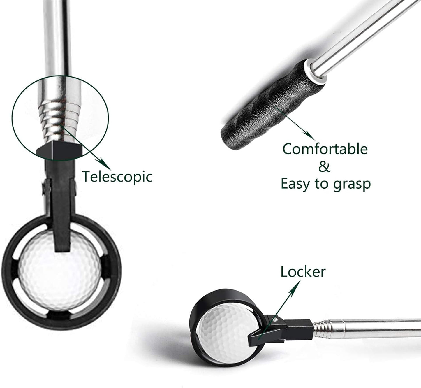 prowithlin Golf Ball Retriever, Golf Balls Retrievers Telescopic for Water with Automatic Locking Scoop, Balls Retriever Tool Golf with Grabber Tool, Golf Accessories Golf Gift for Men
