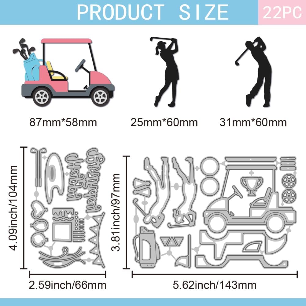 GLOBLELAND Birthday Golf Cutting Dies for Card Making Happy Birthday Cut Die for DIY Scrapbooking Journal Embossing Paper Craft Decor