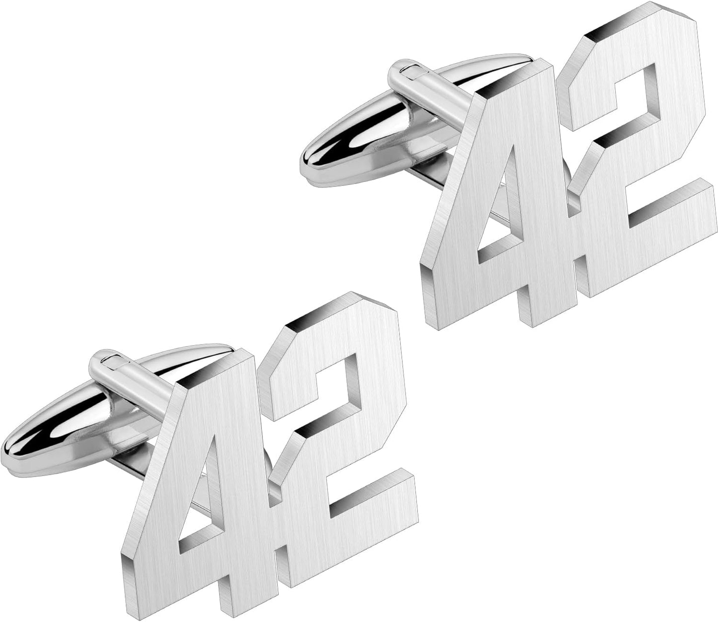 AMITER Mens Cufflinks with Number, Classic Silver Personalized Cuff Links for Men, Sport’s Day Casual or Formal Shirts
