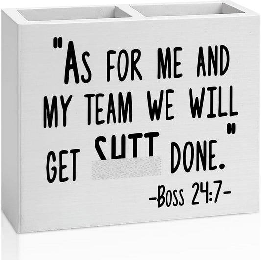 Bosses Day Gifts for Women Men Manager Funny Office Decor for Women Wooden Pencil Holder National Boss Day Decorations Gifts for Supervisor Leader Men HR Coworker Manager Office Desk Decor A 04