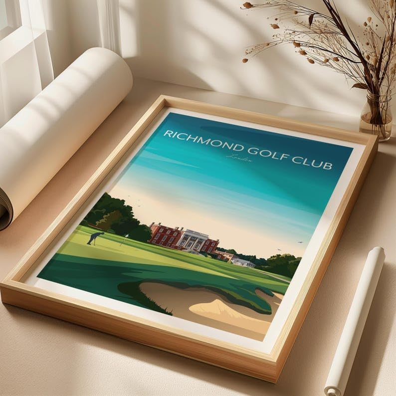 Richmond Golf Club Print - Sudbrook House - Richmond Park London, Richmond Golf Club Poster, London Golf Course Art, Vintage Golf Print, Classic Golf Club Illustration (Unframed) (27x40)