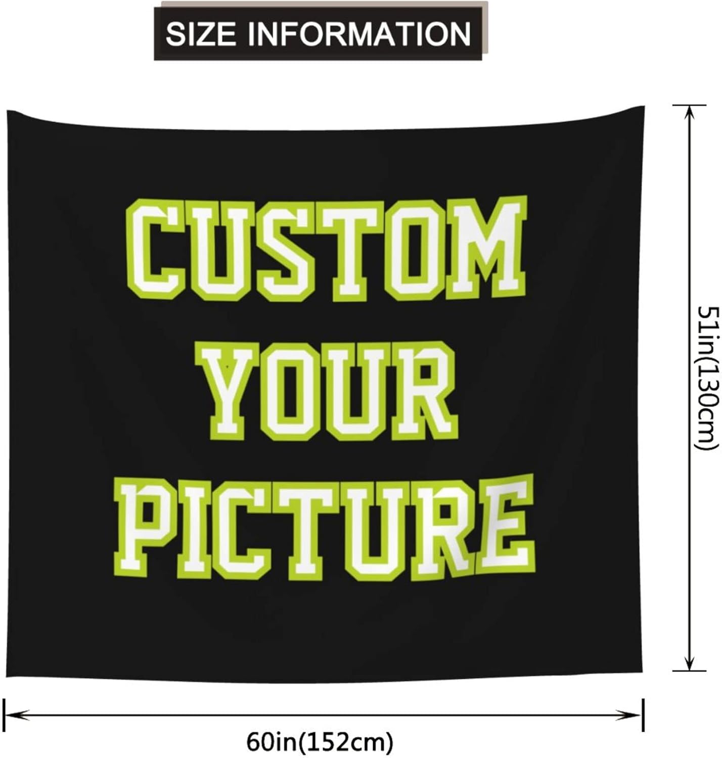 JINJUREN Custom Tapestry Upload Images Banners and Signs Customize For Bedroom 60 * 51inch Horizontal