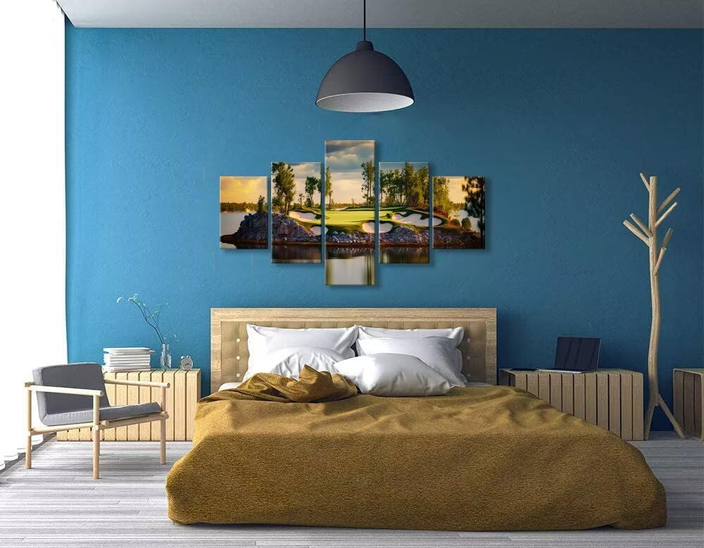 Augusta Golf Course Wall Art for Living Room Bedroom Bathroom Wall Decor Golf Course Pictures Posters Canvas Prints Modern Framed Artwork Ready to Hang(60''W x 32''H)