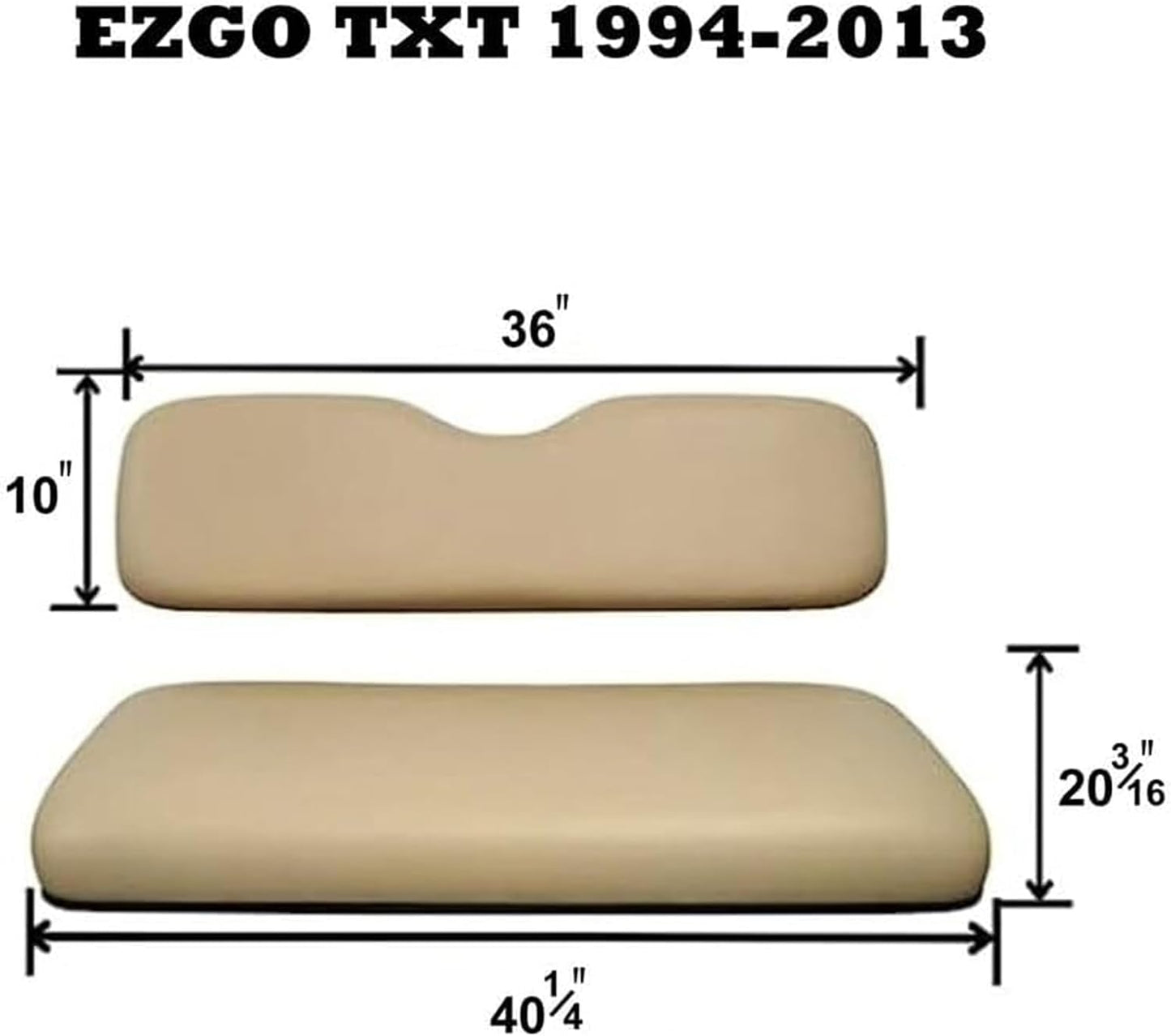 Huskey Parts Company Deluxe Golf Cart Front Seat Bottom & Back Cushion Set W/Charcoal Gray Seat Covers for EZGO TXT/Medalist 1994-2013, OEM Replacement Seats Incl. Plastic Back Cap & Hardware