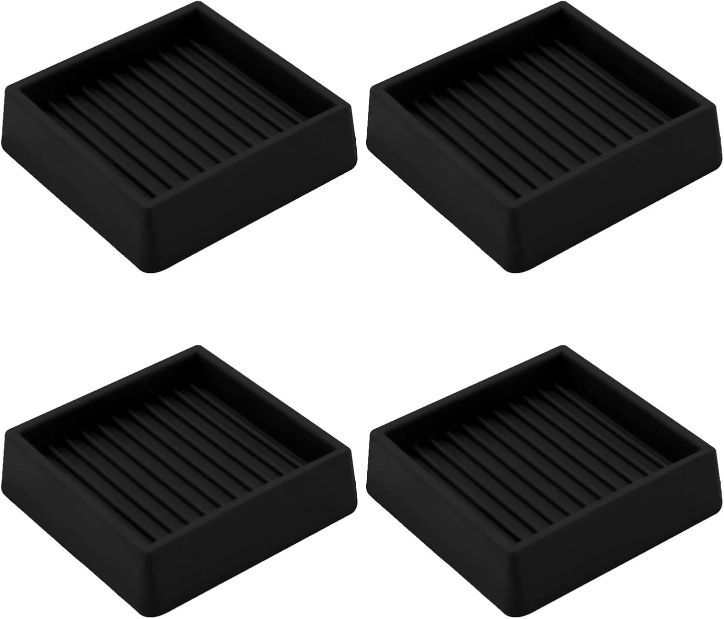 2X2 Rubber Caster Cups, Non Slip Furniture Pads, Anti-Slip Furniture Gripper, Anti Skid Furnitures Feet, Anti Slide Floor Protector for Bed Couch Table Chair Stoppers - 4 Pack, Black