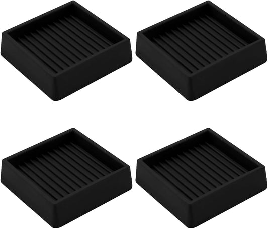 2.5X2.5 Rubber Caster Cups, Non Slip Furniture Pads, Anti-Slip Gripper, Anti Skid Furniture Feet, Anti Slide Floor Protector for Bed Couch Stoppers - 4 Pack Black
