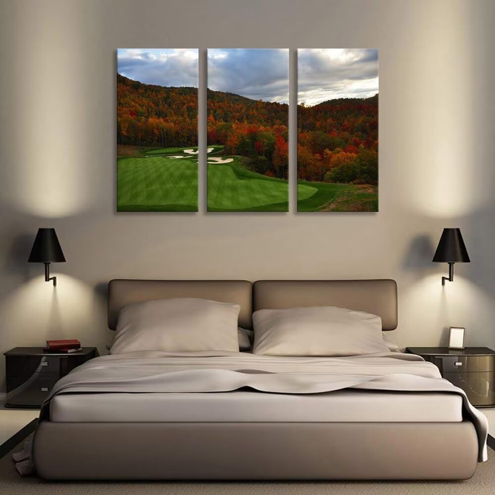 North Carolina Golf Course Wall Art for Living Room Bedroom Bathroom Home Decorations Paintings Golf Course Pictures Posters Framed Artwork Canvas Prints Ready to Hang(12''W x 24''H x3)