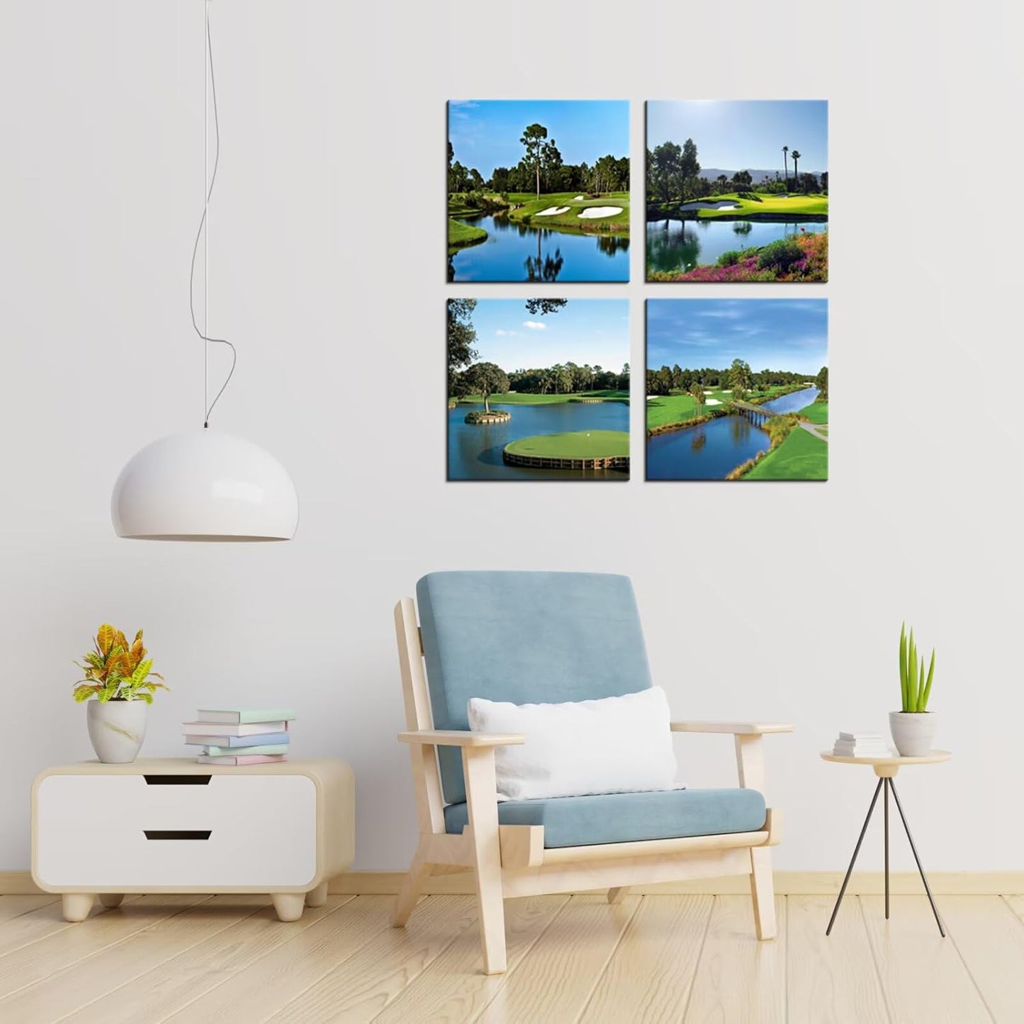 Golf Picture Wall Art Golf Poster Canvas Prints USA Golf Course Artwork Wall Decor for Living Room Bedroom Office Bathroom Home Decorations Framed Ready to Hang (16''W x 16''H x 4)