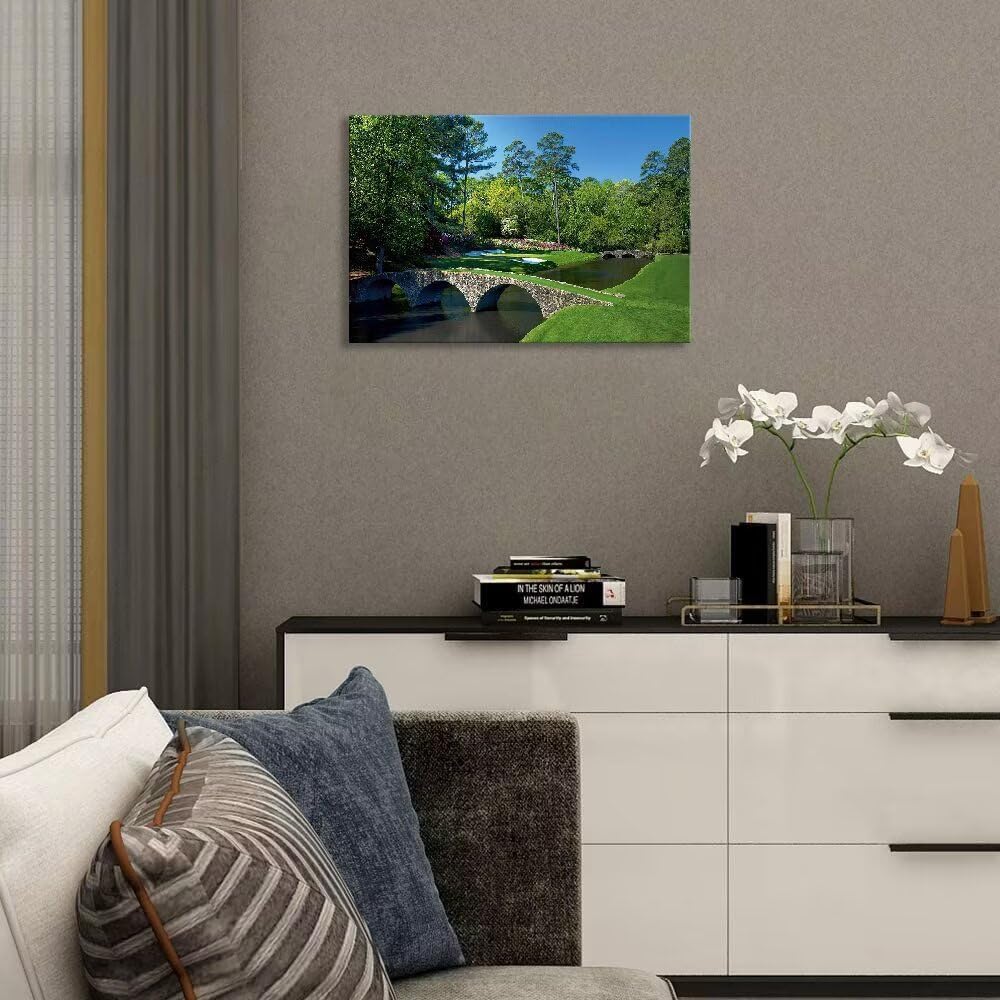 chenchenArt Augusta National Golf Course Wall Art - Augusta Golf Course 12th Hole Wall Art for Living Room Bedroom Bathroom Home Decorations Golf Art Canvas Prints Framed Ready to Hang(28''H x 44''W)