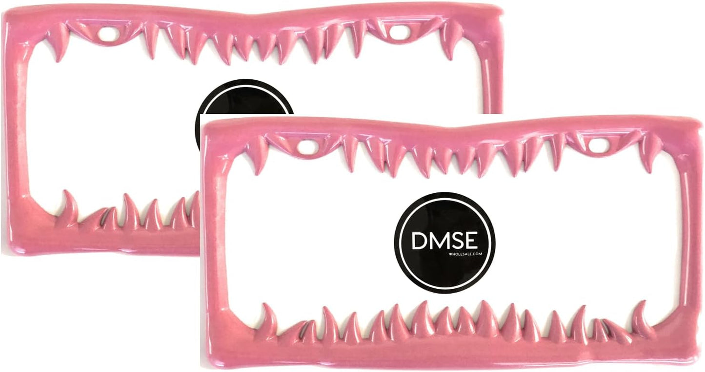 DMSE Jaws License Plate – Shark License Plate Frame Metal Universal 3D Teeth Built for Any Vehicle.