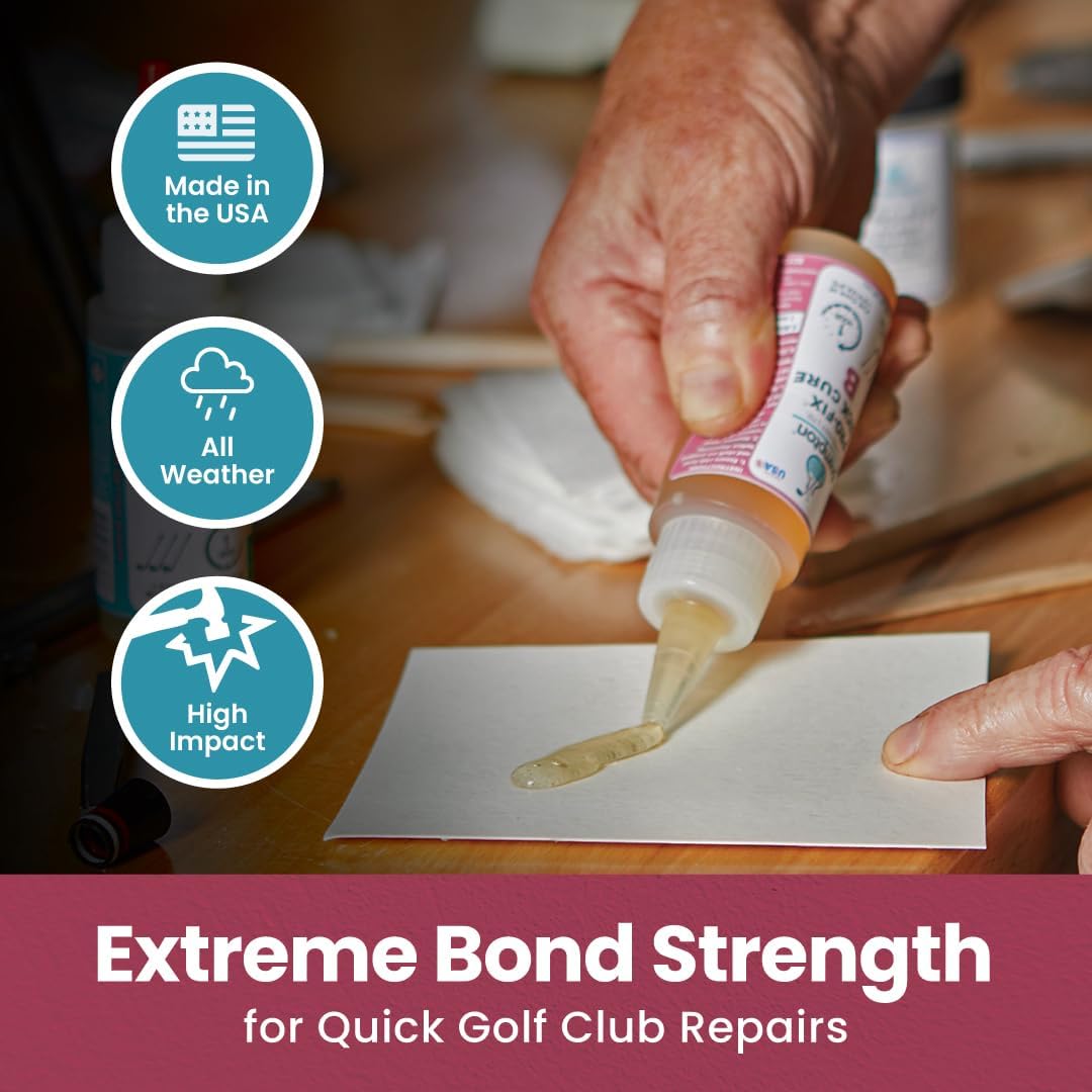 Brampton PRO-FIX Quick Cure Golf Epoxy, 5-Min Work Life, 1 Hour Full Cure, Extra Strength, Impact Resistant, 2-Part Epoxy Glue Kit for Golf Clubs, Shafts, Heads, Drivers, Putters, Easy 1:1 Mix