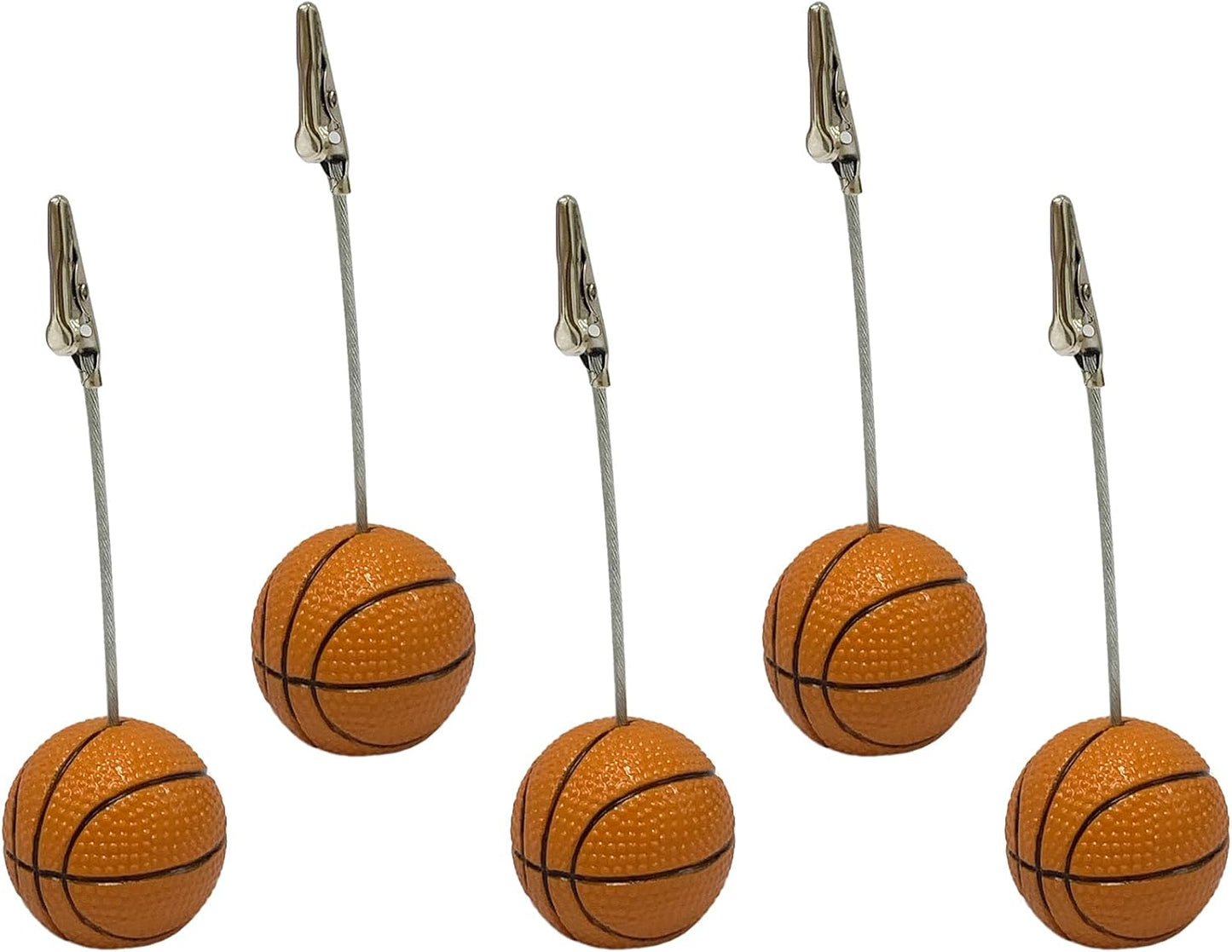 Xiaoyztan Basketball Clip for Table, Place Card Stand Holder, 5 Inch Height Memo Clip, Number Card Holder, Name Card Table Stand Decorations for Home Office Desk Sports Party Wedding Ceremony, 5 Pcs