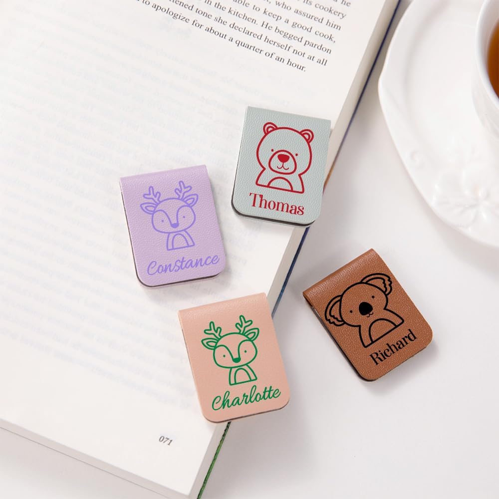 CALLIE Personalized Magnetic Bookmark Clip – Custom Name Reading Gifts for Book Lovers, Birthday Teacher's Day Christmas for Bookworm Gifts (Cute Animal)