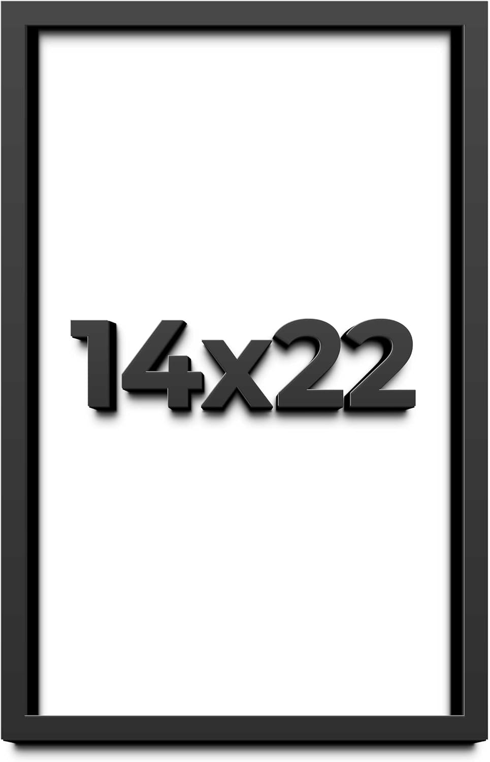 14x22 Shadow Box Black Solid Wood Display Frame with White Acid-Free Backing UV Acrylic & Hanging Hardware - with 3/4" Usable Depth