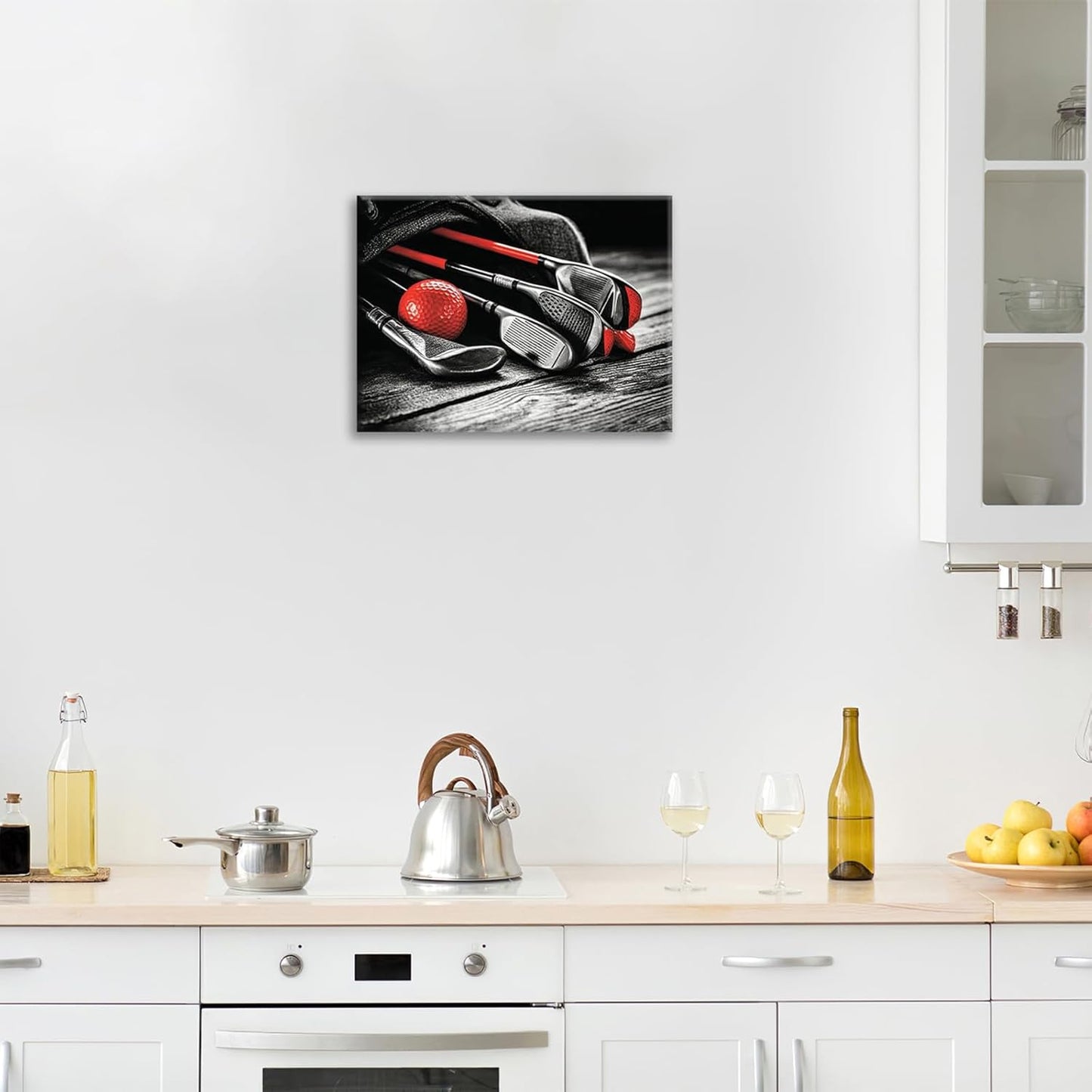 Golf Wall Art, Golf Ball Pictures Wall Decor Black and White Canvas Prints Framed Artwork Paintings Poster Home Office Decorations For Bathroom Bedroom Living Room 24l X 16w