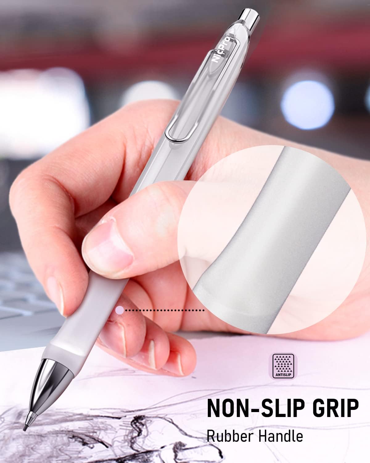 Nicpro 6PCS Pastel Mechanical Pencil Set 0.5 mm, Cute Mechanical Pencils with Comfort Grip with 12 Tubes HB Lead Refill, 3 Eraser, 9 Eraser Refills for Student Writing, Drawing, Sketching- with Case