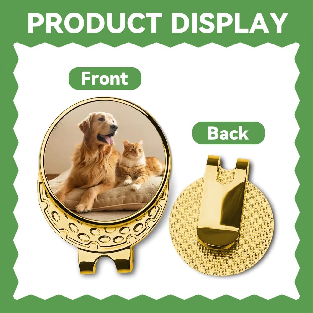 Custom Golf Ball Markers Hat Clip, Personalized Magnetic Hat Clip with Photo, Customized Ball Marker with Photo or Logo or Text for Golf Lovers, Retirement Beginners Gift