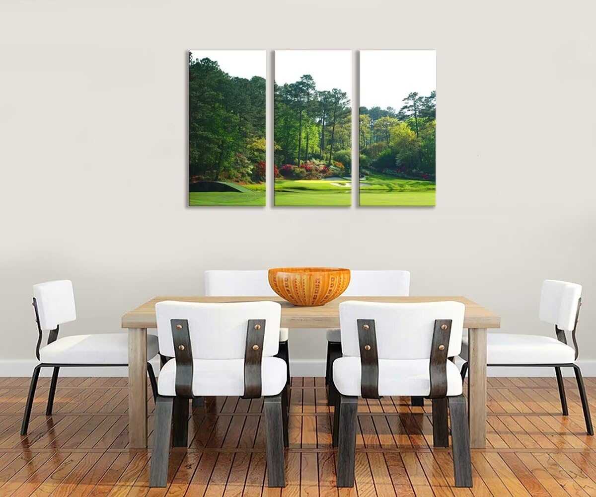 Augusta National Golf Course Wall Art for Living Room Bedroom Home Decoraitons USA Golf Course Pictures Posters Framed Artwork Canvas Prints Ready to Hang(20''W x 40''H x3)