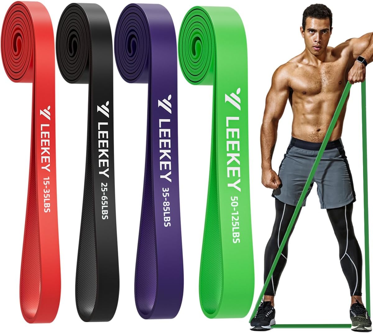 LEEKEY Resistance Band Set, Pull Up Assist Bands - Stretch Resistance Band Exercise Bands - Mobility Band Powerlifting Bands for Men and Woman Resistance Training, Physical Therapy,Home Workouts