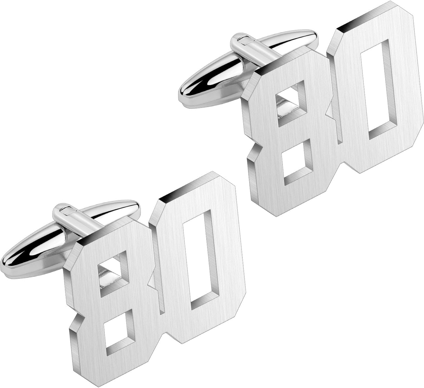 AMITER Mens Cufflinks with Number, Classic Silver Personalized Cuff Links for Men, Sport’s Day Casual or Formal Shirts