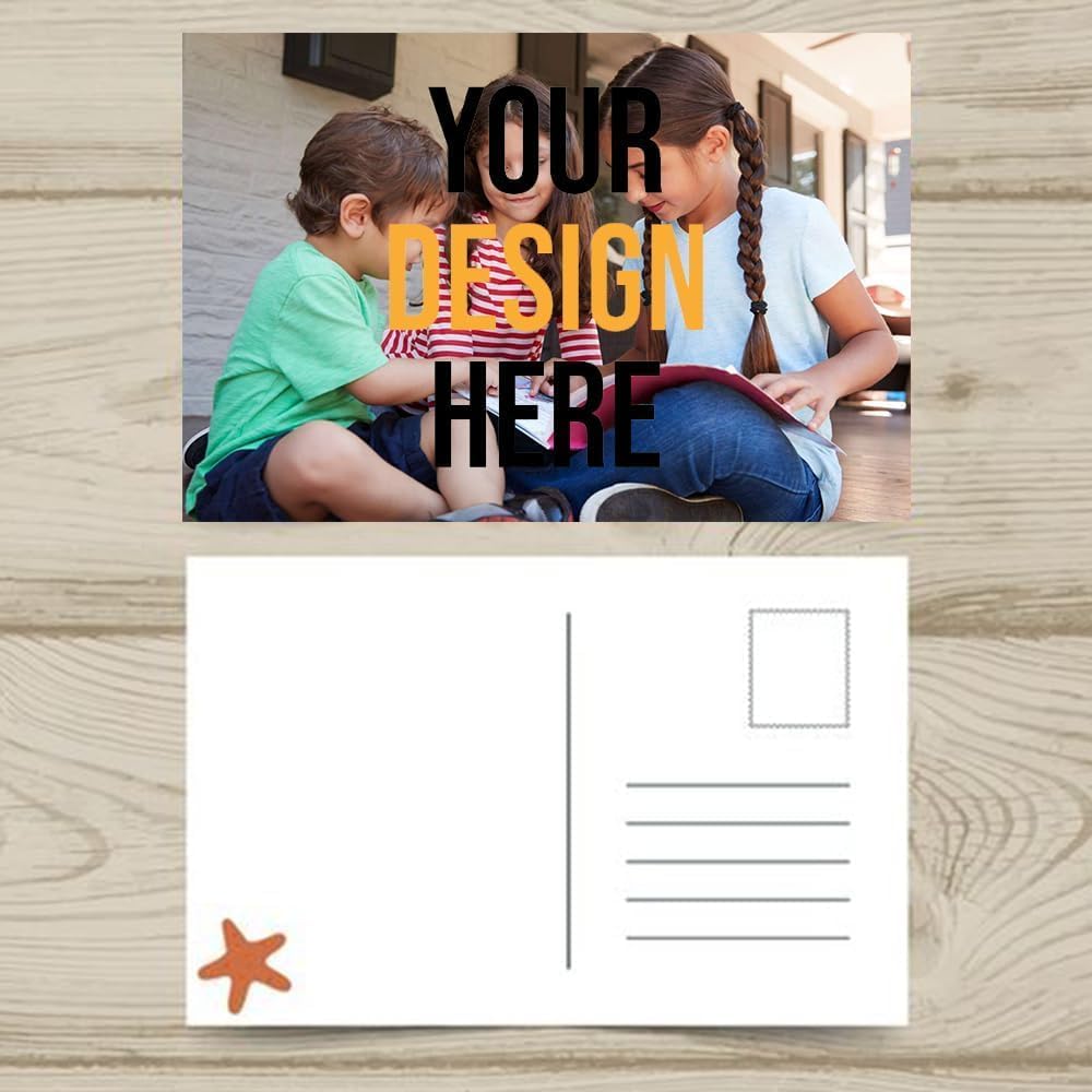 Custom Postcards with Design Personalized Postcards Add Photo/Text/Logo Print Your Own Postcards, Invitations, promotional， Announment Cards, Thank You Cards,2 Sided Thick Gloss Card Stock-200Pcs