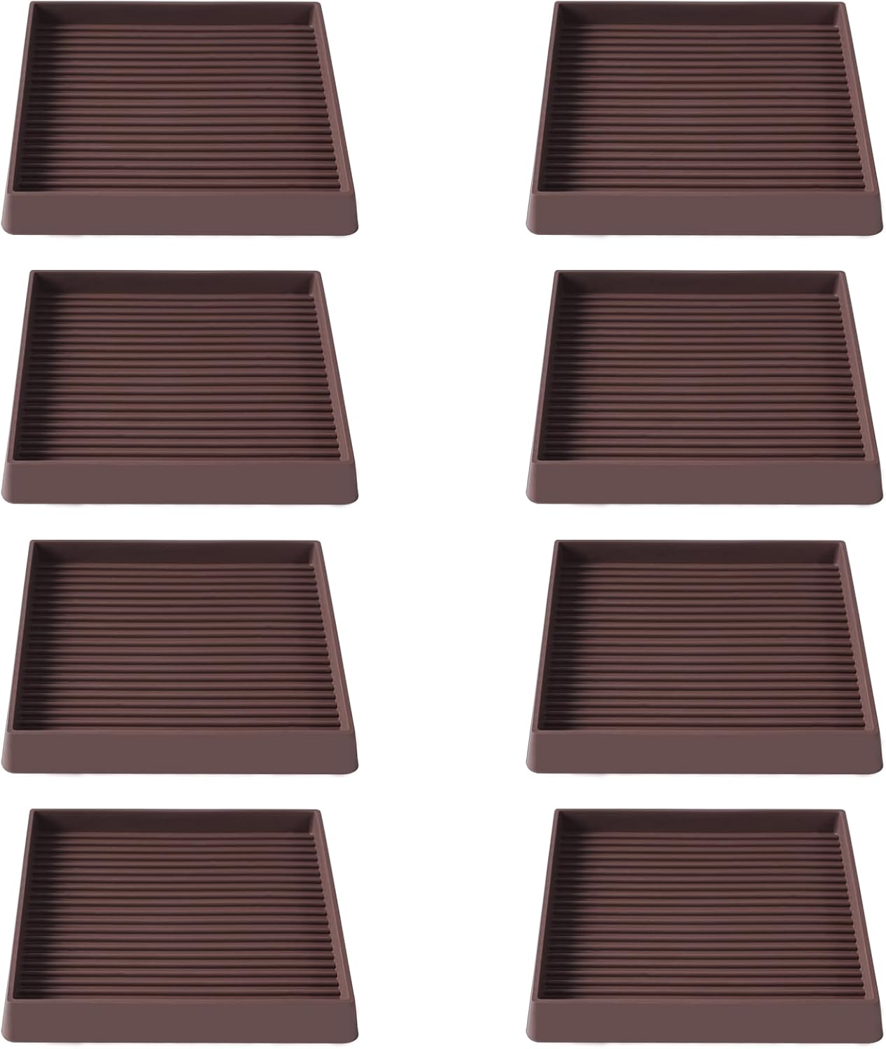 4x4 Square Rubber Furniture Caster Cups, Anti-Sliding Furniture Pads Bed Stopper Floor Protectors with Grip - Protect Any Flooring