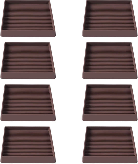 4x4 Square Rubber Furniture Caster Cups, Anti-Sliding Furniture Pads Bed Stopper Floor Protectors with Grip - Protect Any Flooring