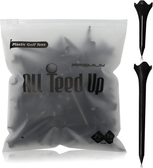 Premium Plastic Golf Tees - Black- 2.75 & 1.5 Inch Plastic Combo Pack