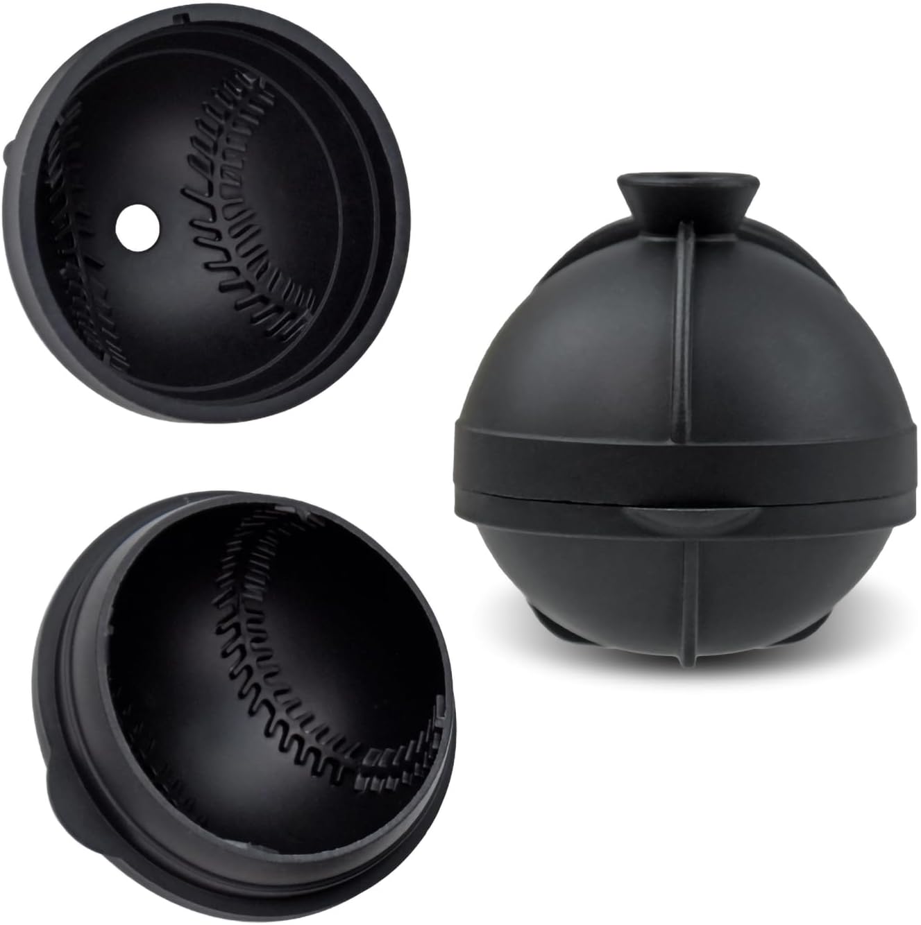 Bangp Baseball Ice Cube Molds Set of 4,Whiskey Round Ice Cube Molds,Novelty Sphere Ice Molds Create 2.5 Inch Baseball Shaped Ice Balls - Each Stone Keeps Your Drinks Cool and Unique,for Men and Women