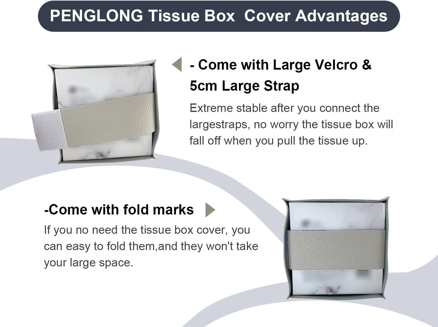 Tissue Box Cover 5X5X5'' PU Leather Tissue Holder Square Tissue Cube Box Organizer for Bathroom Vanity Countertop, Car, Night Stands, Office, Home, Kitchen (2Pack, Lime White)