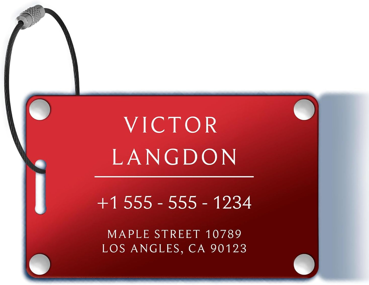 Personalized Luggage Tags for Suitcases -Aluminum Custom Luggage Tags for Backpacks & Bags, Sturdy, Waterproof & Heavy Duty (Red/Card-Sized)