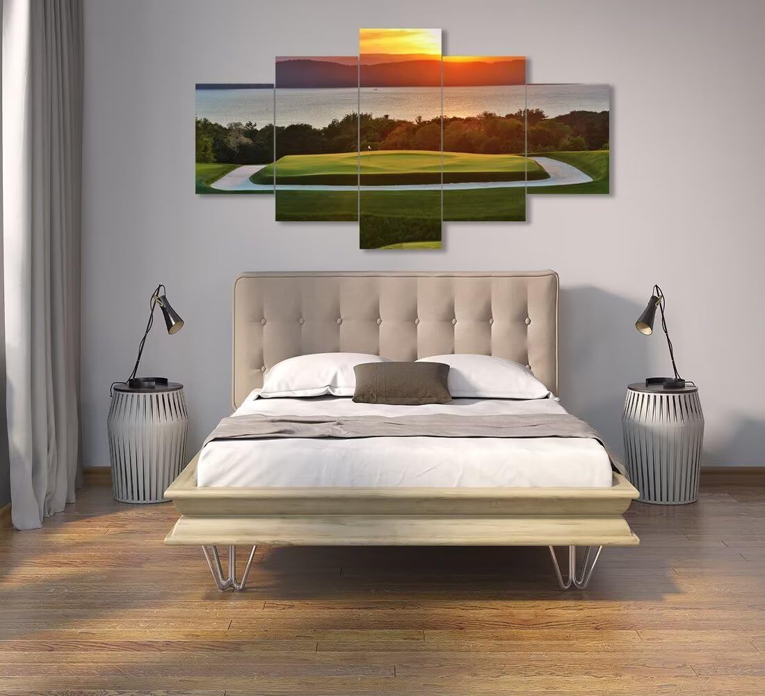 chenchenArt Golf Course Wall Art for Office - Golf Wall Decor for Living Room Bedroom Bathroom Home Decorations Golf Art Canvas Prints Modern Artwork Framed Ready to Hang(60''W x 32''H)