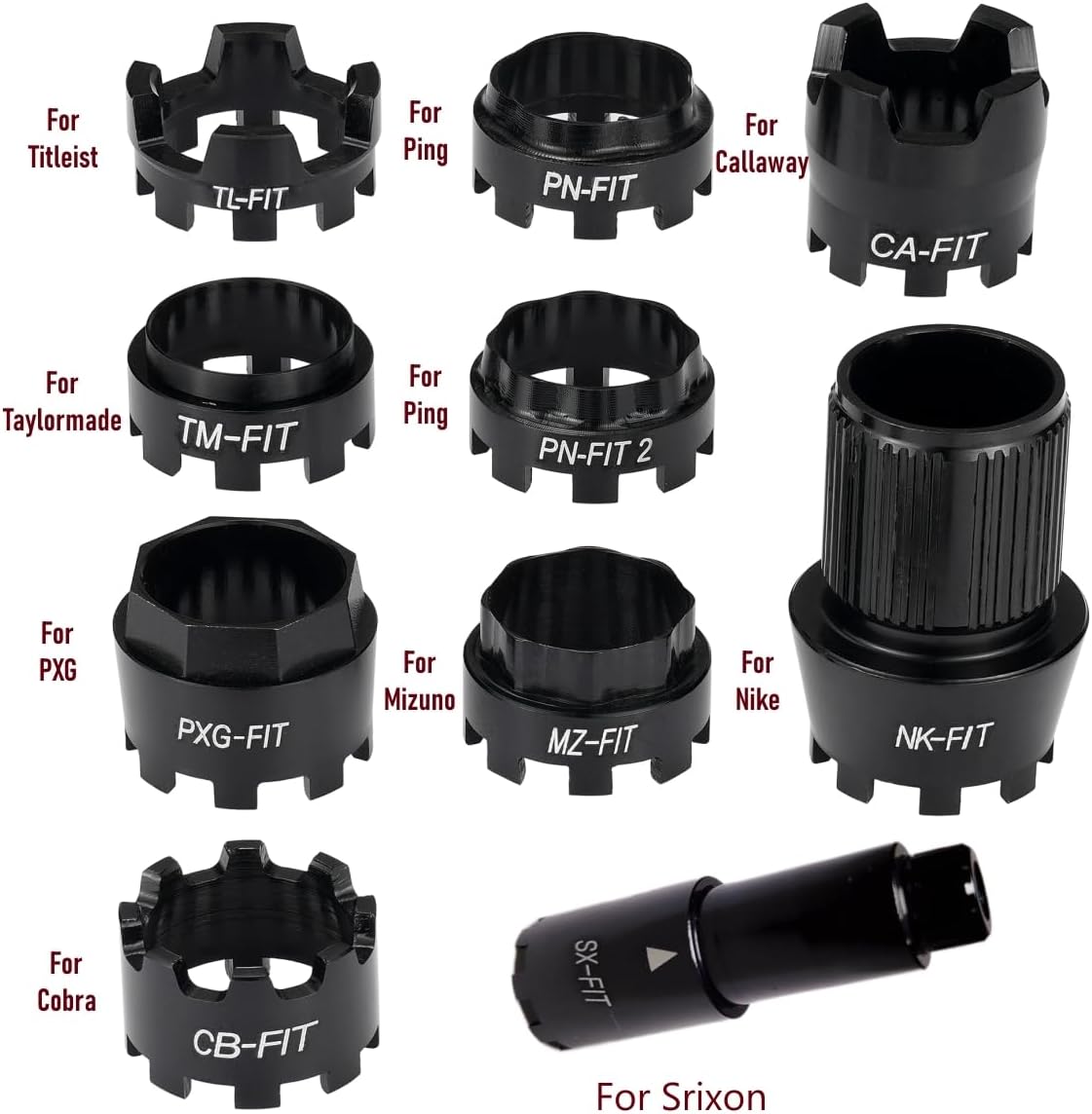 Golf Shaft All Fit Adapter Sleeve with 10pcs Rings Compatible with Titleist/Taylormade/Callaway/Ping/Cobra/Mizuno/PXG/Nike/Srixon Right Hand Golf Heads Change Different Golf Heads by Yourself