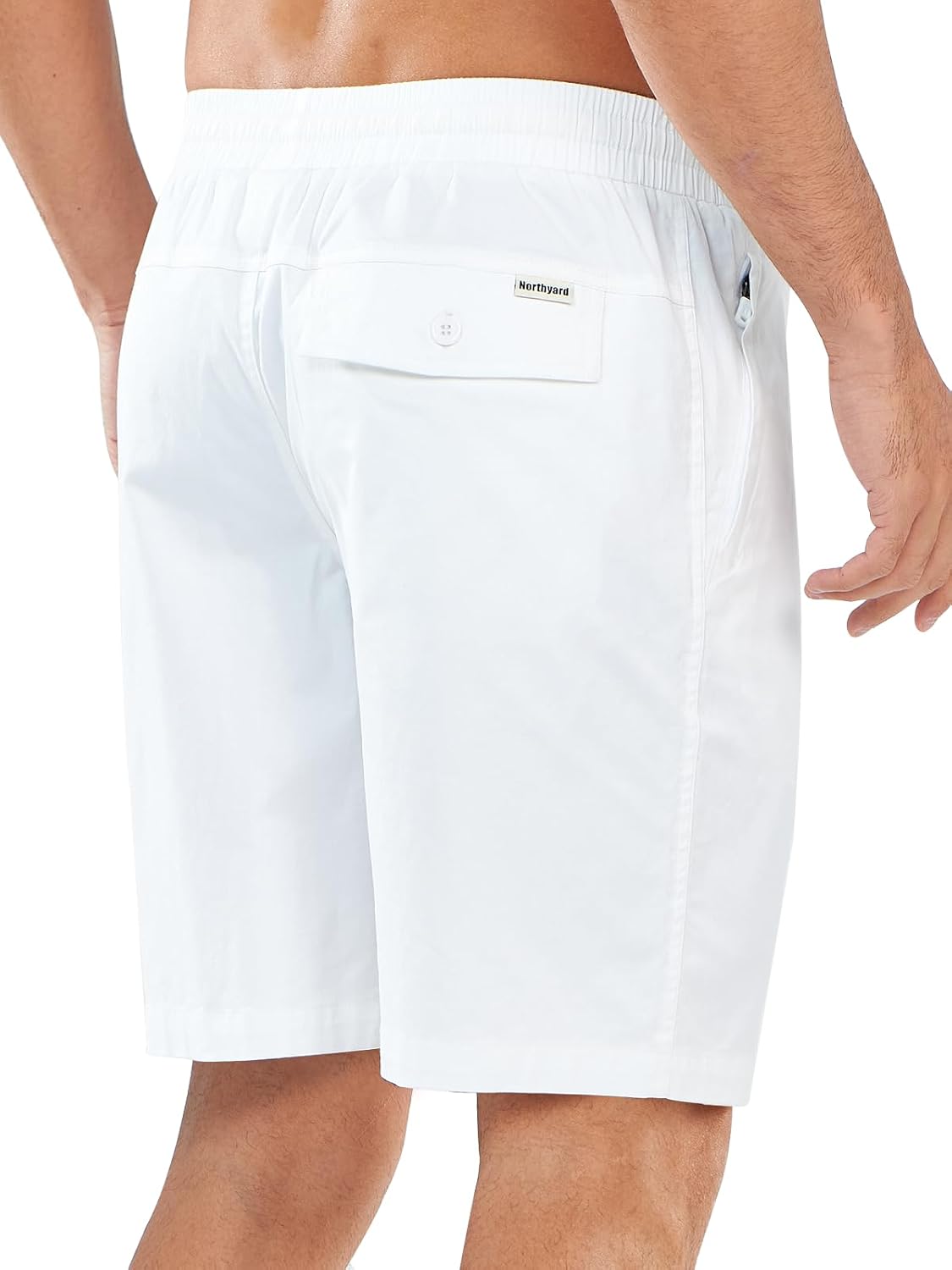 NORTHYARD Mens Casual Shorts-Cotton 9" Golf Hiking Drawstring Elastic Waist Work Shorts with Zipper Pockets