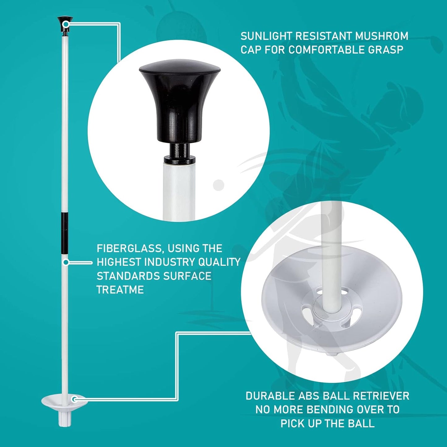 Deekin 6 Sets Golf Pin Flags Hole Cup Set Putting Green Flag for Yard Mini Practice Double Sided American Golf Flag Portable 2 Section Fiberglass USA Golf Flag, 6 x 8 Inches