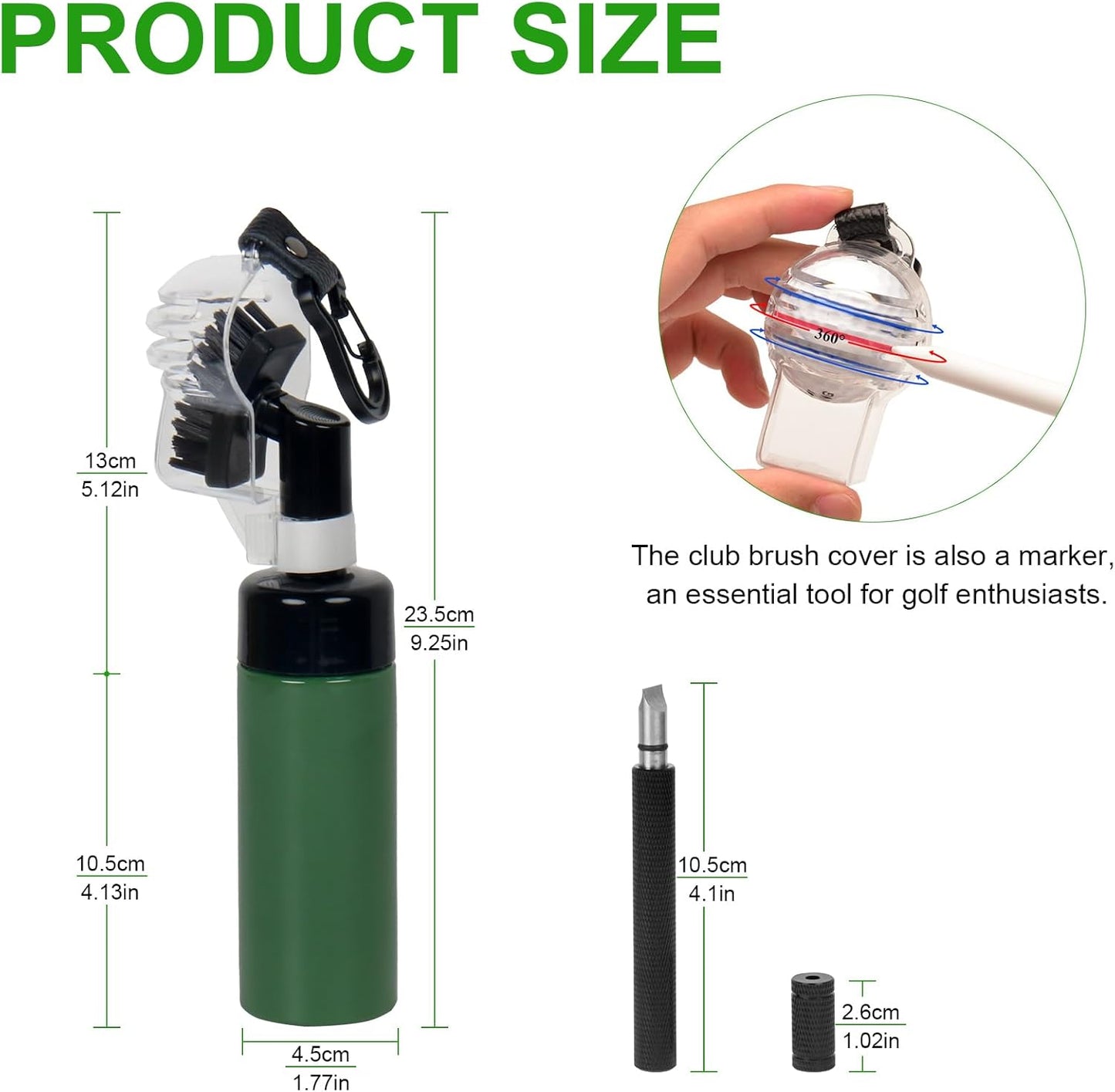 Golf Club Cleaner Brush with Golf Groove Sharpener Tool, Retainer Clip & Golf Ball Marker Liner, Hold 4oz of Water Perfect Golf Bag Accessories & Cool Golf Gifts for Men