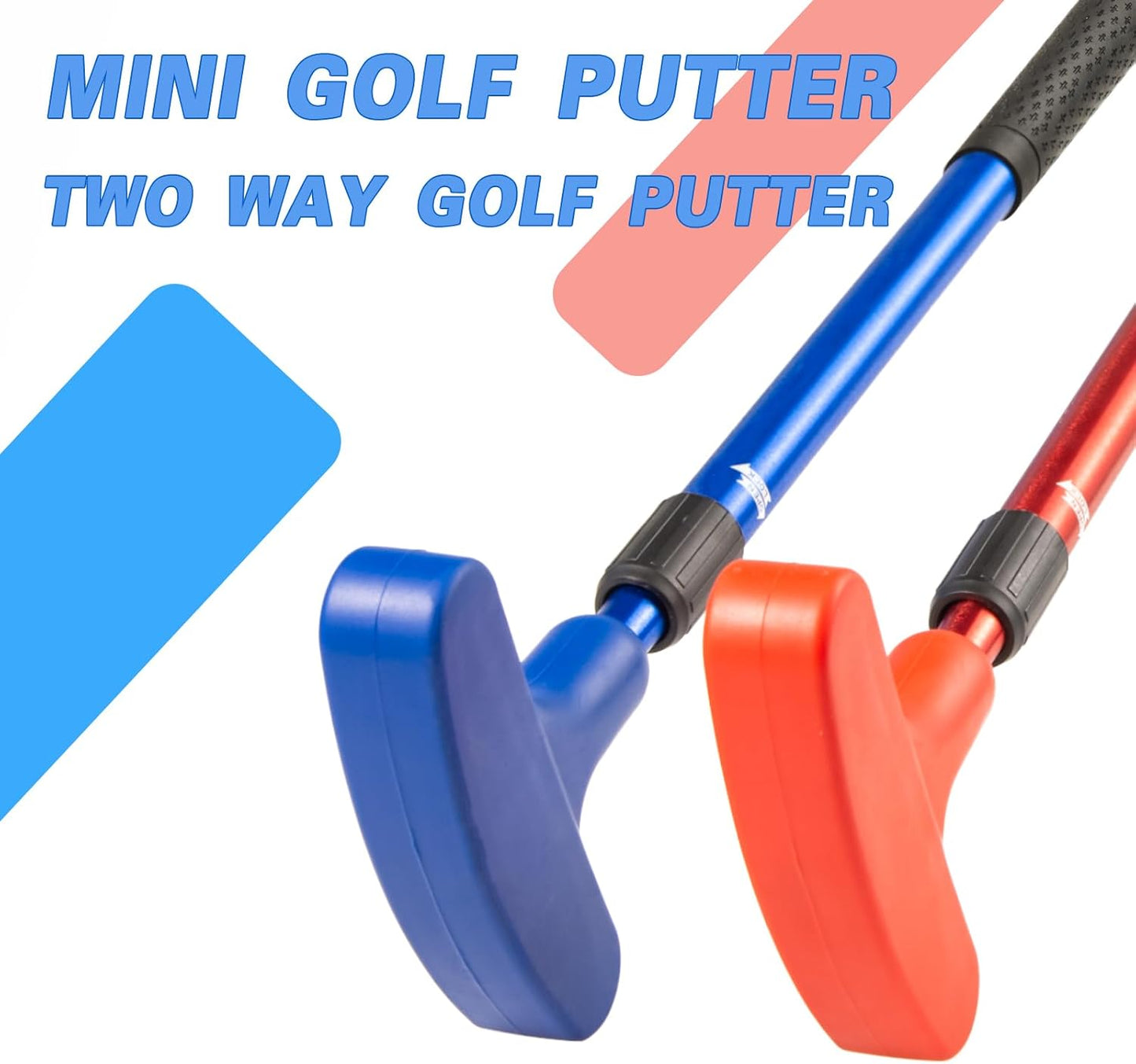Mini Golf Clubs, 2 Pack Mini Golf Putter and Foam Balls for Men and Women with 2 Golf Training Aid and 6 Foam Golf Balls, Adjustable Length Golf Putter Set Suitable for Teenagers and Adults