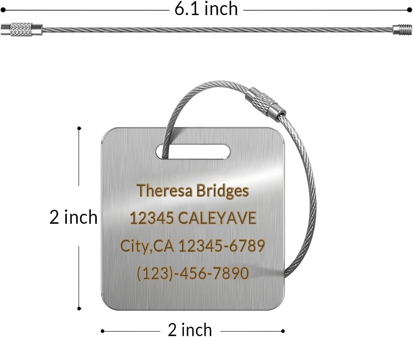 5 Pack Custom Engraved Luggage Tags, 2 x 2 inches Waterproof Personalized Luggage Tags, Aluminum Personalized Bag Tags for Suitcases/Backpack/Luggage Accessories [Black]