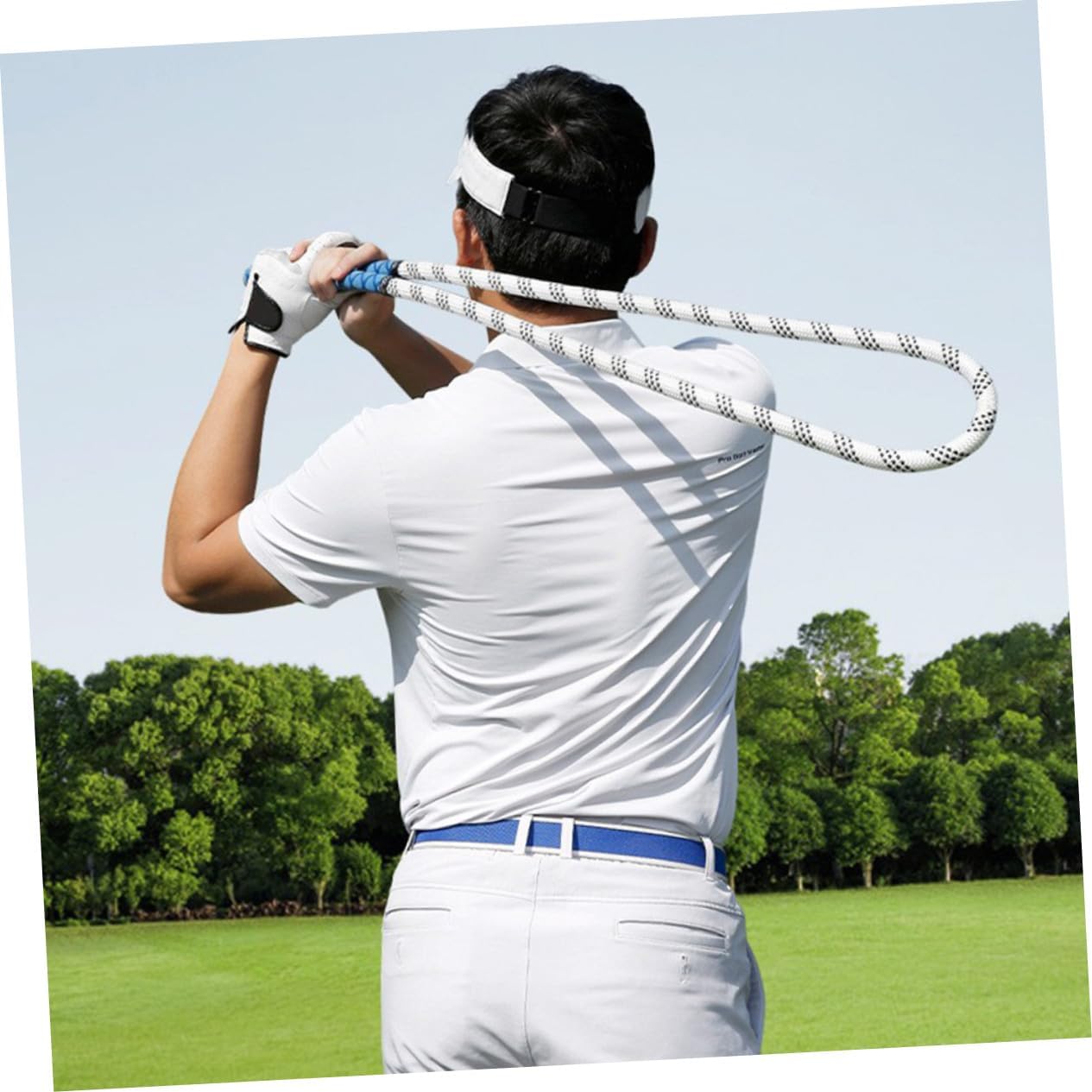 Golf Swing Power Rope Training Aid White Golf Swing Trainer for Indoor Outdoor Practice Improving Speed Rhythm and Strength Suitable for All Levels