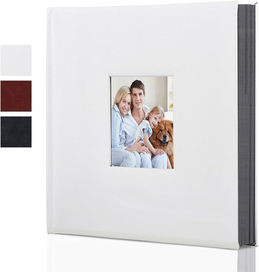 Leather Scrapbook Album DIY Set Scrap Book Album Hardcover Pictures Book 10.5"x10.5",DIY,Handmade for Anniversary,Family Memories,Couples,Friend&Baby,Accommodates 3x5 to 8x10 Photos (Leather-white)