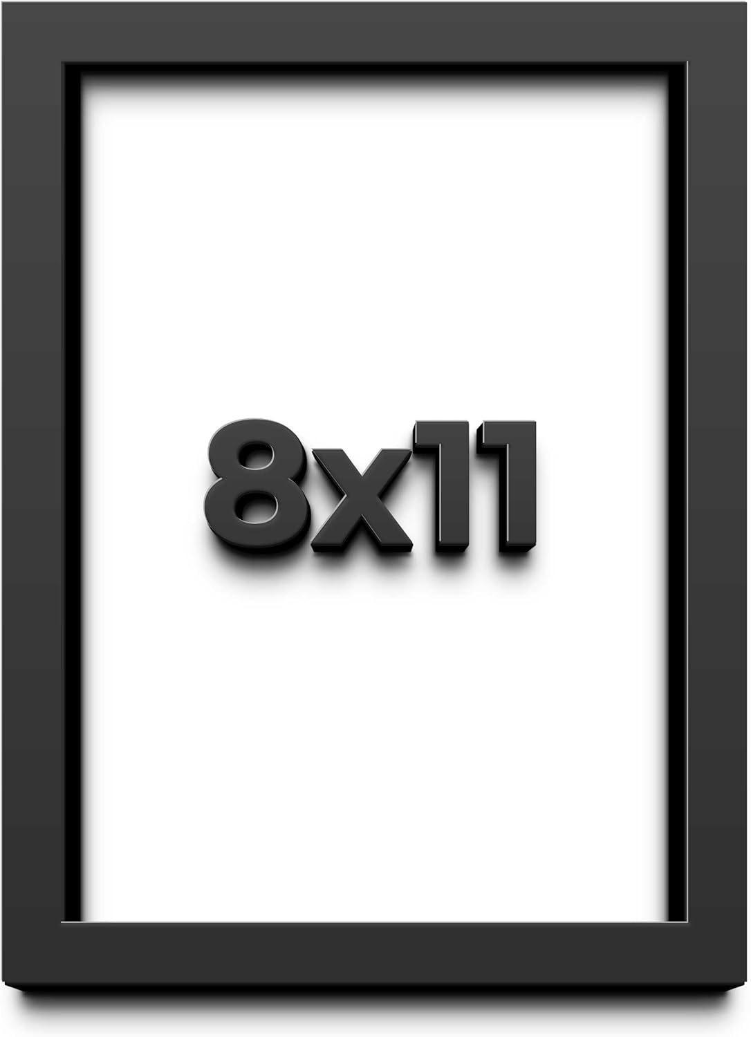 8x11 Shadow Box Black Solid Wood Display Frame with White Acid-Free Backing UV Acrylic & Hanging Hardware - with 3/4" Usable Depth