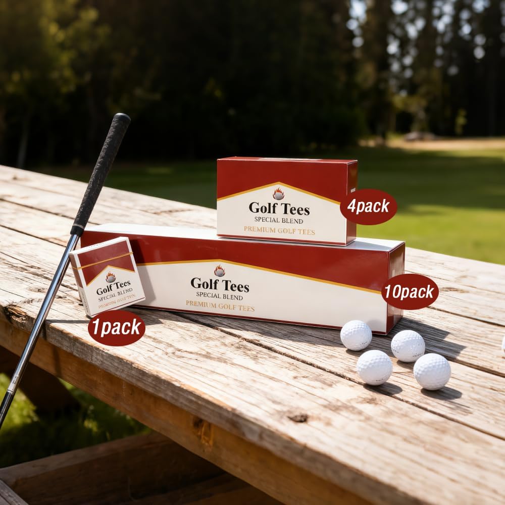 Premium Bamboo Golf Tees | 83mm (3.25") Wooden Tees | Golf Gifts for Men | Vintage-Style tee Case Golf Accessories for Men | Funny Golf Accessory for Golfers