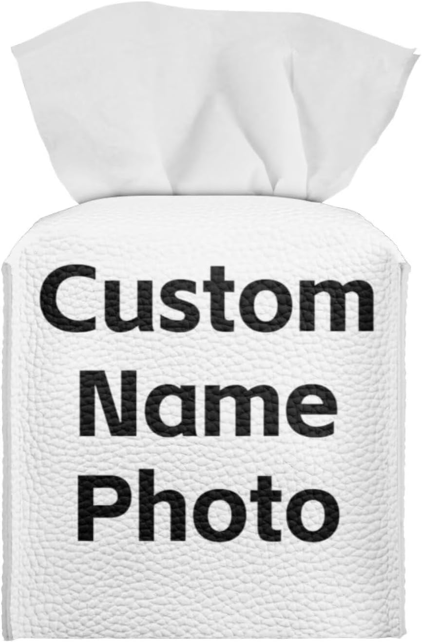 Custom Tissue Box Cover Square Tissue Box Holder Decorative Tissue Box Case Organizer Holder with Bottom Belt Modern Home Decor for Car Office Table Desk Kids Room