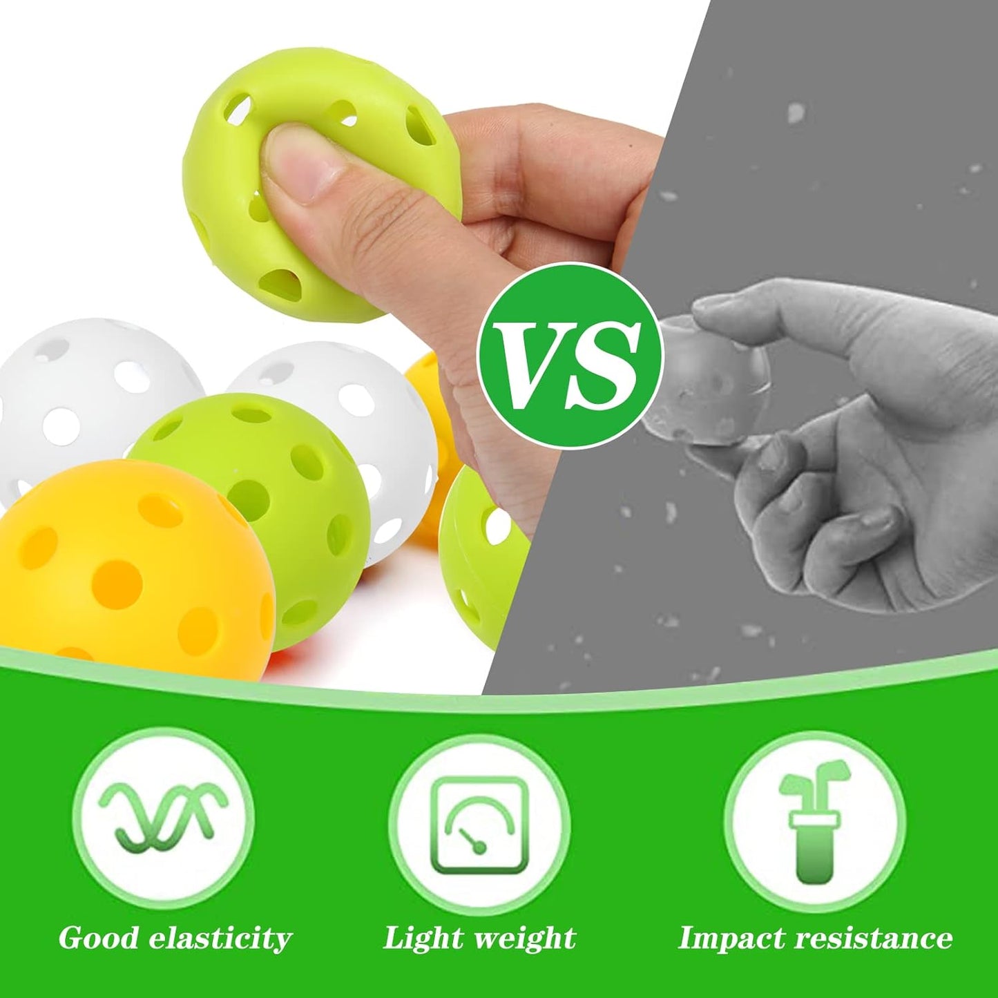 Avesfer 12/20/40 Pack Plastic Golf Balls Soft [Anti-Crack] 42mm Training Golf Balls for Swing Practice Golf Balls for Backyard Limited Flight Airflow Hollow at Home Use Indoor Green