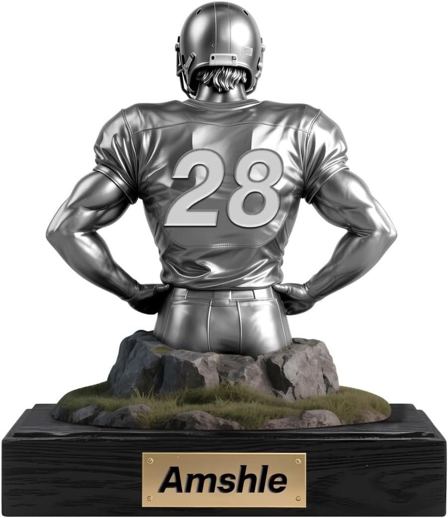 Personalized Football Acrylic Ornament Sign with Name Number Custom Football Player Flat Desk Sign Sports Lovers Acrylic Plaque Home Garage Men Cave Desk Decor Gifts for Birthday Christmas