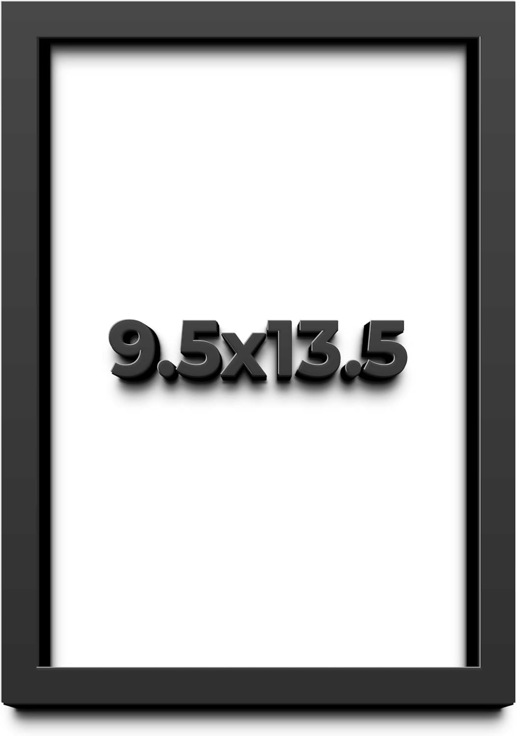 9.5x13.5 Shadow Box Black Solid Wood Display Frame with White Acid-Free Backing UV Acrylic & Hanging Hardware - with 3/4" Usable Depth