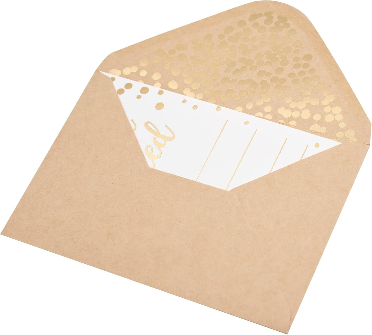 50 Pack Invitation Card - Elegant Greeting Cards ‘’You are Invited’’ in Gold Foil Letters – for Wedding, Bridal Shower, Baby Shower, Birthday Invitations - 52 Kraft Envelopes Included - 4" x 6"