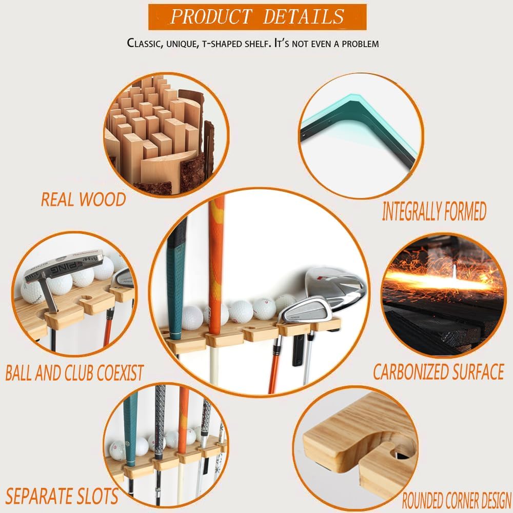 BiJun Golf Club Organize, Golf Club Holder Golf Club Wall Mount Display Golf Putter Holder Club Storage Organizer Golf Club Ball Holder Storage Rack for Garage