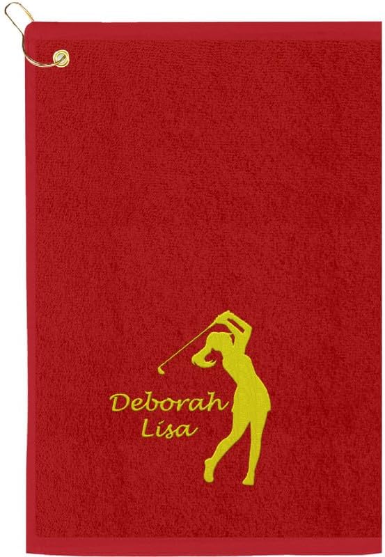 Personalized Passion Golf Towels with Corner Grommet - 16"x26" Customized Velour Cotton Golf Bag Towels with Name - Super Soft and Highly Absorbent - Quickly Remove Dirt and Sweat - Burgundy