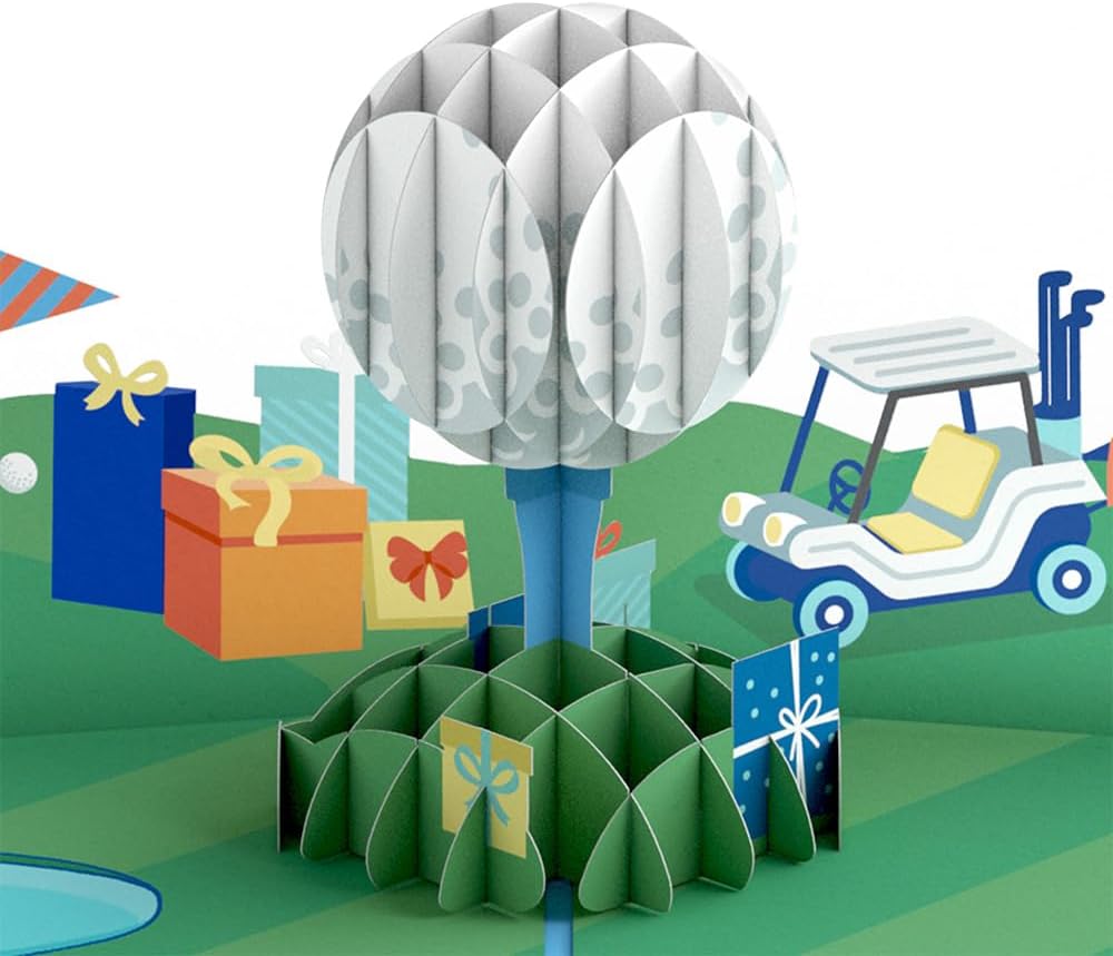 Lovepop Birthday Pop-Up Card for Him - 3D Golf Greeting Cards for Boys, Men - Time to Par-Tee - 5" x 7" Card - Blank Note Card & Envelope Included